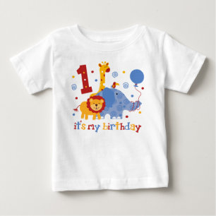 サファリの第1誕生日 ベビーTシャツ
