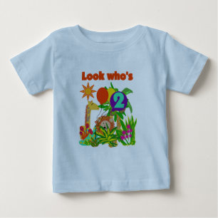 サファリの第2誕生日のTシャツおよびギフト ベビーTシャツ