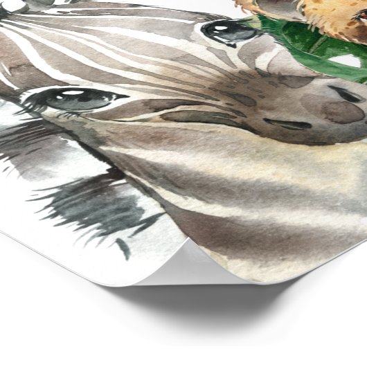 サファリの緑の葉の赤ちゃんシャワー歓迎ポスター ポスター (角)