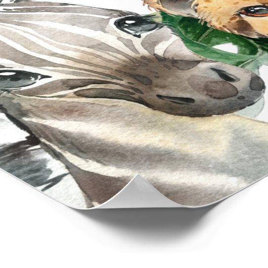 サファリの緑の葉の赤ちゃんシャワー歓迎ポスター ポスター (角)