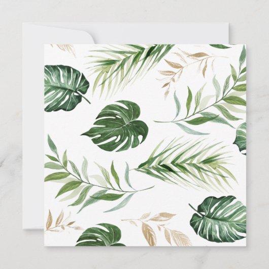 サファリの緑の葉の赤男女兼用ちゃんシャワー 招待状 (裏面)