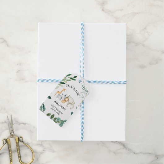 サファリの葉男女兼用の赤ちゃんシャワーギフト ギフトタグ (より糸付き)