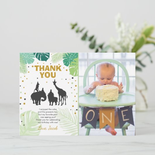 サファリの誕生日のサンキューカード動物の野生の動物園 サンキューカード (スタンド正面)