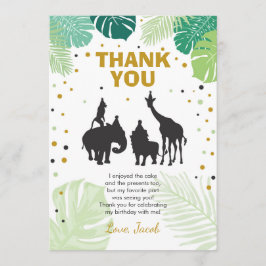 サファリの誕生日のサンキューカード動物の野生の動物園 サンキューカード