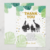 サファリの誕生日のサンキューカード動物の野生の動物園 サンキューカード (正面/裏面)