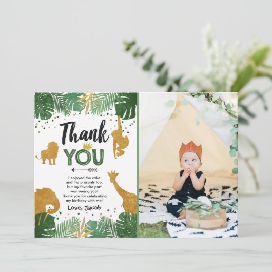 サファリの誕生日のサンキューカード動物野生の1 サンキューカード (スタンド正面)