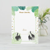 サファリの誕生日のタイムカプセルの男の子の挿入物カード動物園 招待状 (スタンド正面)