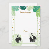 サファリの誕生日のタイムカプセルの男の子の挿入物カード動物園 招待状 (正面/裏面)