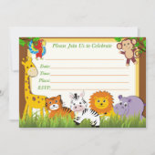 サファリの誕生日の招待状、ジャングルの招待状 招待状 (正面)