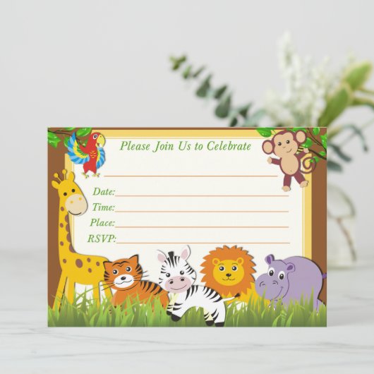 サファリの誕生日の招待状、ジャングルの招待状 招待状 (スタンド正面)