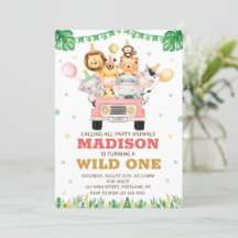 サファリの誕生日への招待ワイルドワンの招待