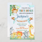 サファリの誕生日への招待2つの野生の招待 招待状 (正面/裏面)