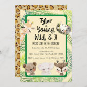サファリの誕生日パーティの招待状 招待状 (正面/裏面)