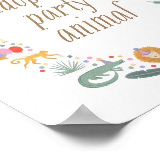 サファリの誕生日パーティーでパーティーの看板を採用 ポスター (角)