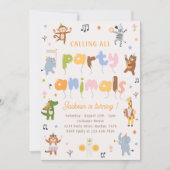 サファリの誕生日パーティーに動物たちをお招き 招待状 (正面)