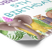 サファリの誕生日パーティーのウェルカムサイン ポスター (角)