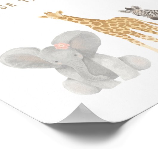 サファリの誕生日パーティーの好意サイン ポスター (角)