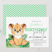 サファリの誕生日パーティージャングル動物招待状 案内状 (正面/裏面)