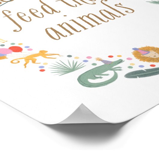 サファリの誕生日パーティー食べ物を与えは動物のサインを行わない ポスター (角)