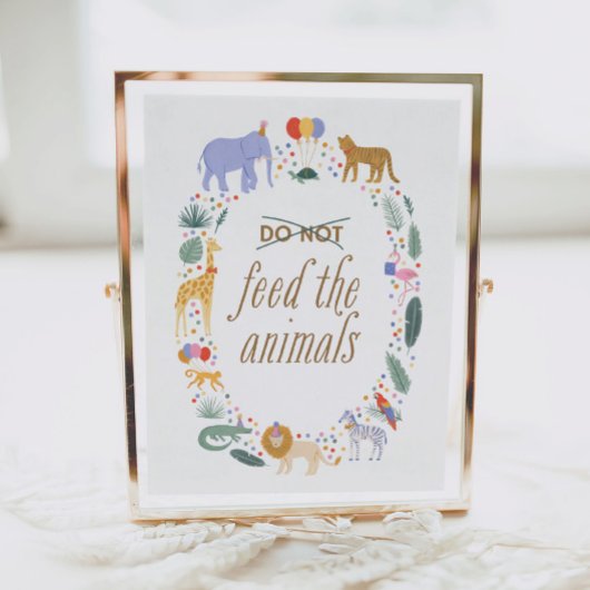 サファリの誕生日パーティー食べ物を与えは動物のサインを行わない ポスター