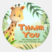 サファリの誕生日パーティー – Giraffe ラウンドシール (正面)