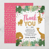 サファリの誕生日動物の野生の1サンキューカード サンキューカード (正面/裏面)
