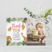 サファリの誕生日動物の野生の1サンキューカード サンキューカード (スタンド正面)