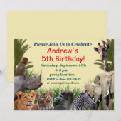 サファリの誕生日招待状,ジャングルの招待状 招待状 (正面/裏面)