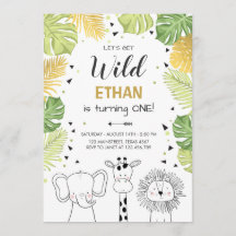 サファリの誕生日招待状 ゾー ワイルド ジャングル 動物