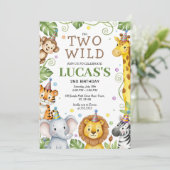 サファリの誕生日招待状　2歳の野生の少年招待状 招待状 (スタンド正面)