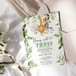 サファリの誕生日3歳の若い誕生日 招待状