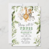 サファリの誕生日3歳の若い誕生日 招待状 (正面)