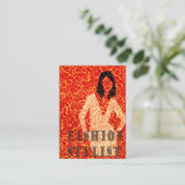 サファリの赤いヒョウのプリントの魅力の女性 名刺 (スタンド正面)