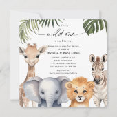 サファリの赤ちゃんシャワーに行く小さなワイルドワン 招待状 (正面)