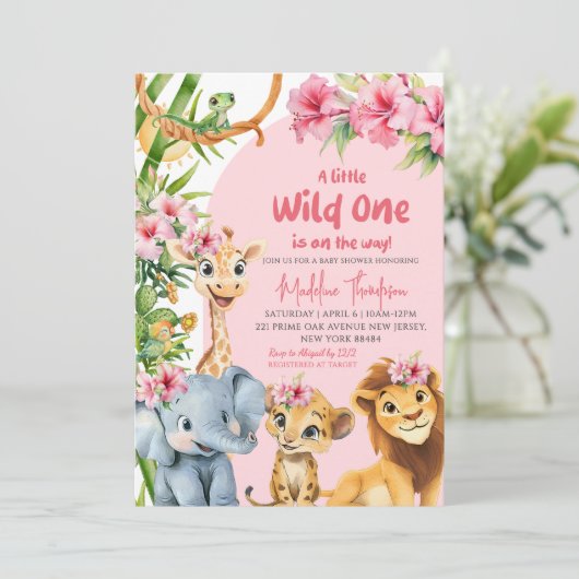 サファリの赤ちゃんシャワーに行く小さな野生の人 招待状 (スタンド正面)
