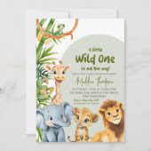 サファリの赤ちゃんシャワーに行く小さな野生の人 招待状 (正面)