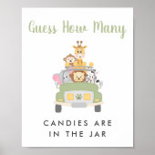 サファリの赤ちゃんシャワーのゲームのサインの数を推測 ポスター (正面)