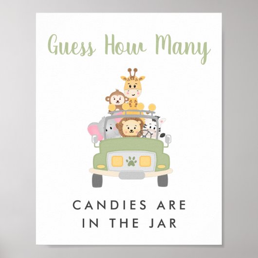 サファリの赤ちゃんシャワーのゲームのサインの数を推測 ポスター (正面)