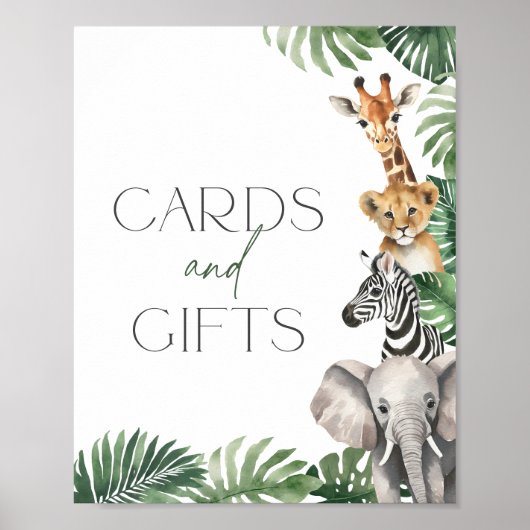 サファリの赤ちゃんシャワーカードとギフトサイン ポスター (正面)
