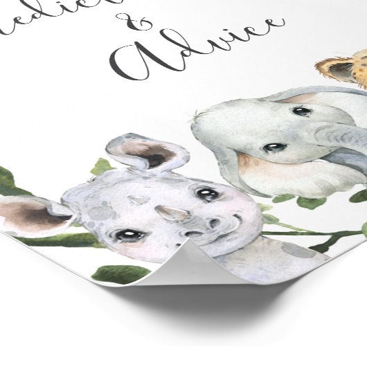 サファリの赤ちゃんシャワー予測とアドバイス標識 ポスター (角)