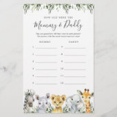 サファリの赤ちゃんシャワー彼らはゲームカードを何歳だった (正面)