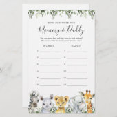 サファリの赤ちゃんシャワー彼らはゲームカードを何歳だった (正面/裏面)