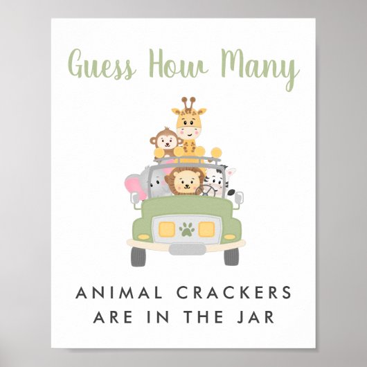 サファリの赤ちゃんシャワー推測ゲームの記号の数 ポスター (正面)