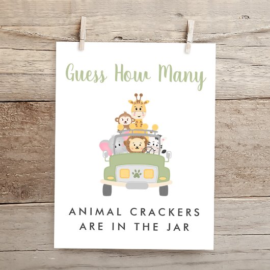 サファリの赤ちゃんシャワー推測ゲームの記号の数 ポスター