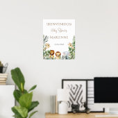 サファリの赤ちゃんシャワー歓迎サインのための少女 ポスター (ホームオフィス)