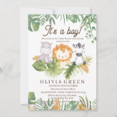 サファリの赤ちゃんシャワー熱帯動物の赤ちゃんシャワー 招待状 (正面)