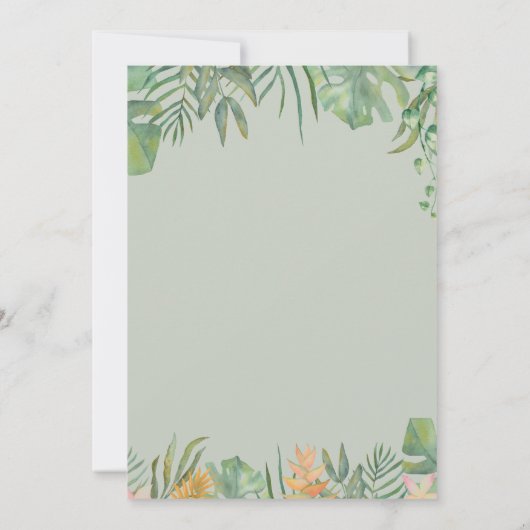 サファリの赤ちゃんシャワー熱帯動物の赤ちゃんシャワー 招待状 (裏面)