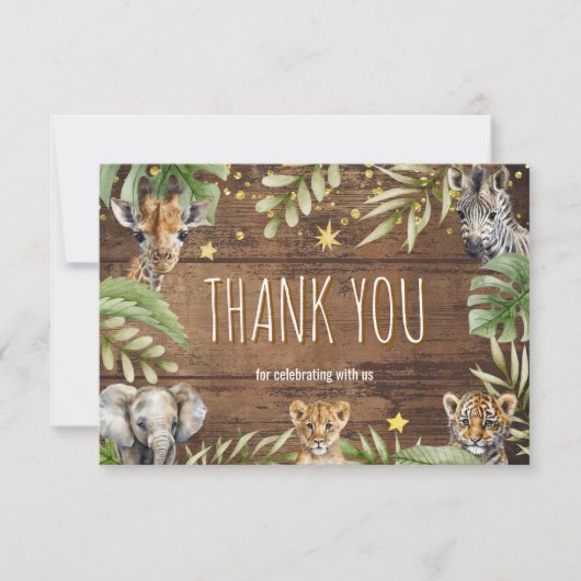 サファリの赤ちゃんシャワー赤ちゃん動物 サンキューカード (正面)