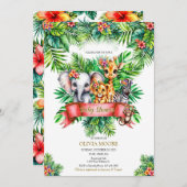 サファリの赤ちゃんシャワー野生の自分が途中にある 招待状 (正面/裏面)