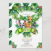 サファリの赤ちゃんシャワー野生の自分が途中にある 招待状 (正面/裏面)